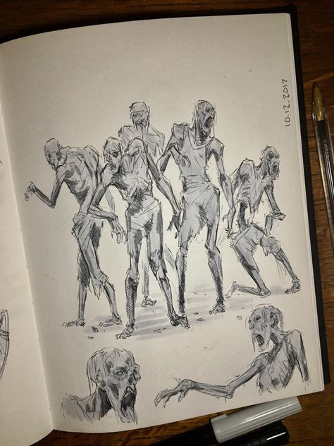 ArtStation - Inktober sketches, Taran Fiddler Zombies Drawing, Zombie Reference, Zombie Sketch, Inktober Sketches, Taran Fiddler, Zombie Drawing, Zombie Drawings, Monster Sketch, Zombie Illustration