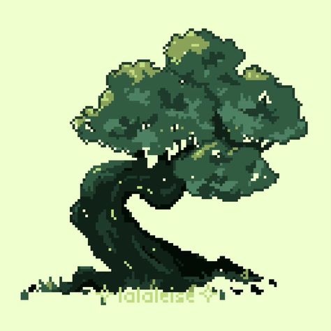 tree, limited color challenge 💚 . .. . . . . . #nature #pixel #pixelart #dotpict #pixelartist #artist #8bit #8bitart #tree #illustration Bonsai Tree Pixel Art, Pixel Tree, 8 Bit Art, Big Tree, Bonsai Tree, Pixel Art, Color, Art