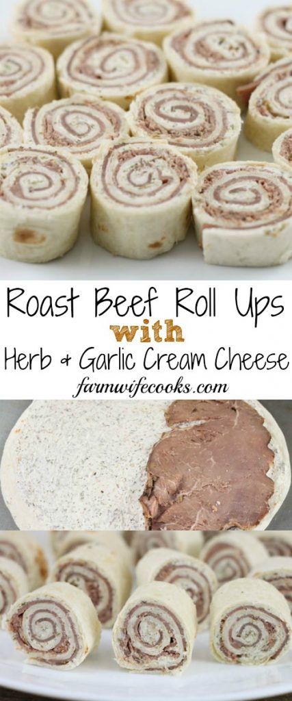 These Roast Beef Roll Ups with Herb and Garlic Cream Cheese make the perfect appetizer and would be great for a lunch idea or meal on the go. #OnTheGoMeals #Lunch #Appetizers Roast Beef Pinwheels, Roast Beef Roll Ups, Beef Roll Ups, Garlic Cream Cheese, Meat Roll, Pinwheel Sandwiches, Pinwheel Appetizers, Beef Roll, Roll Ups Tortilla