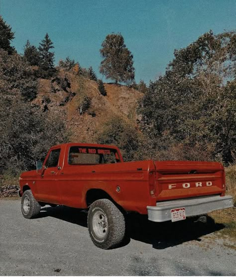 Pickup Truck Aesthetic, Red Ford Truck, Truck Aesthetic, Red Pick Up Truck, Red Pickup Truck, Big Ford Trucks, Pick Up Truck, Classic Ford Trucks, Old Ford Trucks