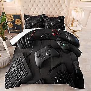 Game Bedroom Ideas Boys, Boys Gamer Bedroom, Preteen Bedroom, Gaming Bed, Boys Bedding Sets, Gamer Bedroom, Queen Size Comforter Sets, Queen Size Comforter, Bedroom Games