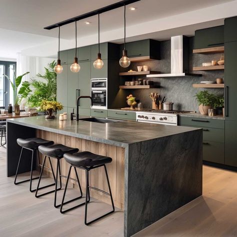 Modern Kitchen Colours, Серая Кухня, Handleless Kitchen, Urban Kitchen, Kitchen Colour Schemes, Kitchen Dining Living, Kitchen Design Trends, Kitchen Models, Kitchen Room Design