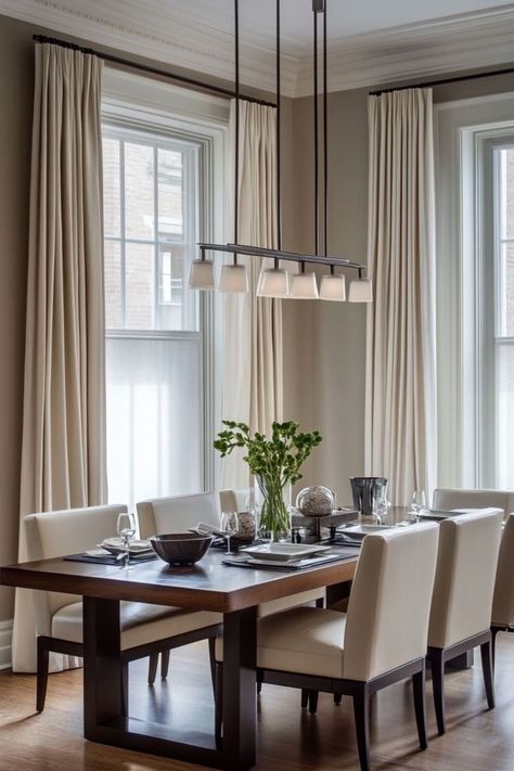 Set the stage for elegant dining with a neutral color scheme. Incorporate taupe walls, wooden furniture, and soft lighting to create a timeless dining experience. 🍽🌿✨ #NeutralDiningRoom #ElegantSpaces #HomeDecor #TimelessDesign Quiet Luxury Dining Room, Neutral Dining Room Ideas, Dinning Room Furniture Design, Dining Room Color Scheme Ideas, Colors For Dining Room, Taupe Dining Room, Neutral Dining Room Decor, Timeless Dining Room, Dining Room Decor Elegant