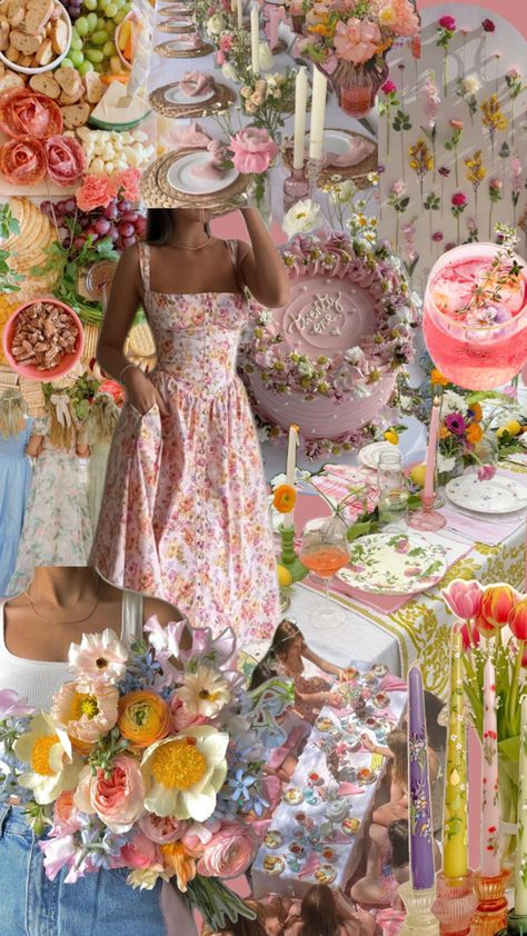 Garden party, summer picnic, girls day, flower crowns, pastels, garden dinner Garden Party Summer, Spring Birthday Party, Garden Dinner, Wedding Collage, Birthday Dinner Party, Picnic Birthday, Garden Party Birthday, Fairy Birthday Party, Girls Day