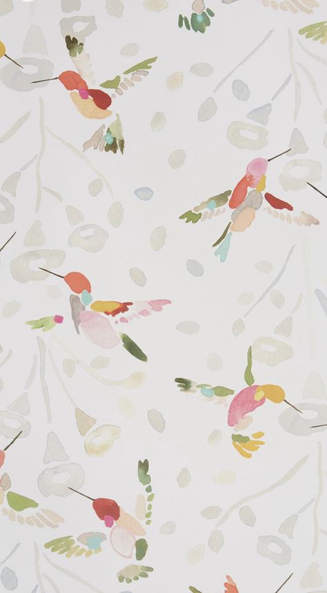 Anthropologie Wallpaper, Hummingbird Wallpaper, Wallpaper Anthropologie, Gold Frames, Power Room, Girls Bathroom, Unique Wallpaper, Bathroom Wallpaper, Kids Wallpaper