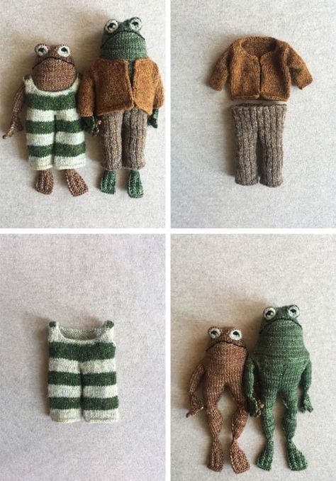 Crochet Frog And Toad Pattern, Toad And Frog Crochet, Free Quick Sewing Projects, Cute Knitted Animals, Frog And Toad Sewing Pattern, Knit Frog And Toad, Frog And Toad Crochet Pattern, Frog And Toad Knitting Pattern, Crochet Frog And Toad