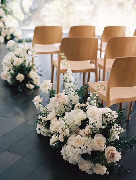 Stems Floral Design | Kayla Snell Photography | The LINE Hotel ATX | Ashley Nicole Affair | | | .....Forest Feel Wedding Airy Fresh Bright Ceremony Aisle Florals White and Blush Classic Wedding Austin TX Ceremony Aisle Florals, Aisle Florals, Church Aisle, Aisle Markers, Wedding Isles, Ceremony Aisle, Aisle Flowers, Ashley Nicole, Beige Wedding