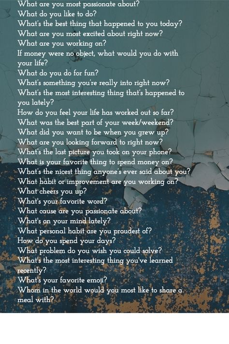 27 Question to Ask Instead of "What Do You Do?" https://open.buffer.com/27-question-to-ask-instead-of-what-do-you-do/ Questions To Ask People, Morning Circle, Q And A Questions, Questions To Get To Know Someone, Ice Breaker Questions, Dare Questions, Question To Ask, Conversation Topics, Question Game