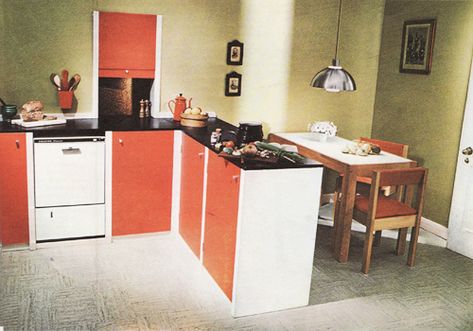 1970's Kitchen Orange | 1970'S design kitchen and dining. | Flickr 70s Interior Design Retro, 1980s Interior Design, 90s Interior Design, 1980s Interior, 80s Kitchen, 90s Interior, 70s Interior Design, 80s Interior Design, 90s Home Decor