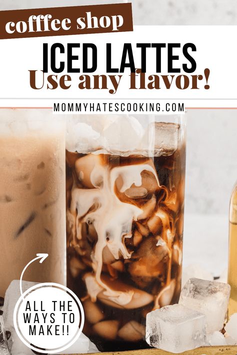 Learn how to make an iced latte at home, this recipe uses 3 main ingredients as the base and any flavor can be used! Iced Latte At Home, Iced Latte Recipe, Italian Cream Soda, Iced Lattes, Latte At Home, Coffee Ice Cubes, Iced Coffee At Home, How To Make Ice Coffee, Smoothie Bowl Healthy