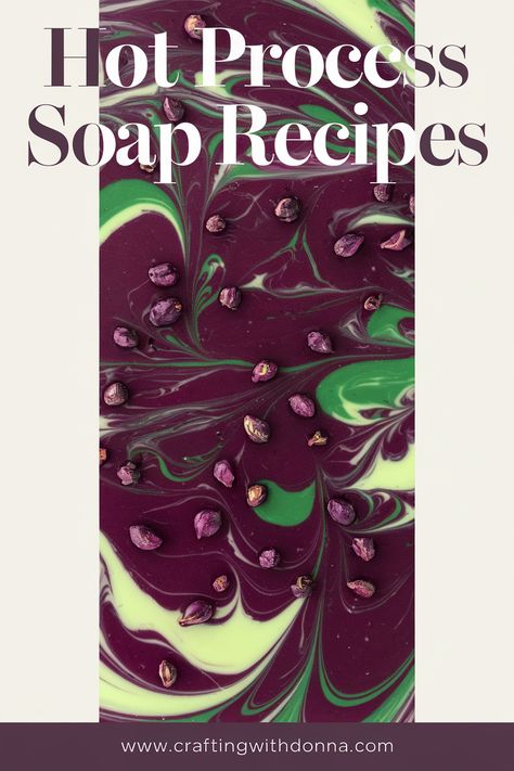 Discover the vibrant world of hot process soap making! 🧼✨ Perfect for those looking to craft their own beautiful and aromatic soaps at home. With rich swirls of purple and green, and delicate rosebuds as finishing touches, this project invites creativity. Dive in and unleash the artisan within! 🌿💜 Natural Soaps Recipes, Tactile Activities, Hot Process Soap, Soap Making Process, Holiday Soap, Soap Making Recipes, Soap Maker, Soap Recipes, Cold Process Soap