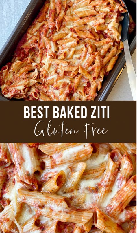 Gluten free baked ziti Gluten Free Baked Ziti, Gluten Free Pasta Bake, Gluten Free Pasta Dinner, Pasta Tomato Sauce, Gluten Free Pasta Dishes, Pasta Tomato, Baked Spaghetti Recipe, Gluten Free Italian, Gluten Free Spaghetti