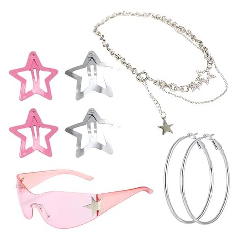 LaVenty 2000s Sunglasses Y2k Accessories Star Glasses Y2k Rave Accessories For Women Hair Clip Y2k Headpiece 2000s Accessories Aesthetic, Y2k Summer Accessories, 2000s Y2k Accessories, 2000 Accessories Jewelry, Y2k Hair Accessories Aesthetic, 2000s Accessories Jewelry, 2000s Jewelry Trends, 2000s Fashion Accessories, 2000s Vibes Aesthetic