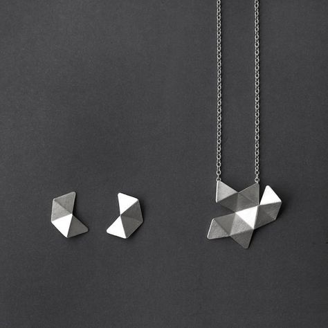 Geometric Silver Jewelry Set 18 Geometric Pendant by RawObjekt Geometric Silver Jewellery, Hexagon Pendant, Hexagon Earrings, Silver Necklace Simple, Geometric Pendant Necklace, Silver Jewelry Set, Silver Jewellery Sets, Jewelry Minimalist, Sterling Silver Chain Necklace