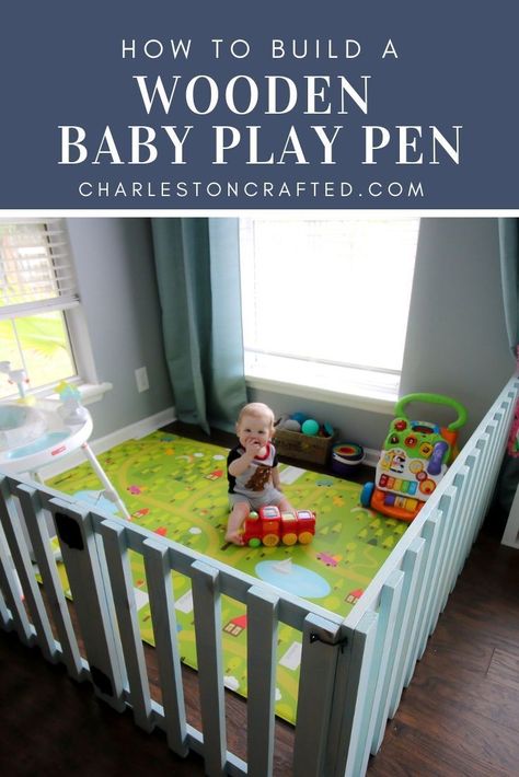 Pin on CRAFTS:DIY-Craft Projects-Other Baby Play Pen, Baby Play Areas, Play Pen, Modern Crib, Baby Playpen, Crate Shelves, Diy Nightstand, Shelving Design, Baby Gates