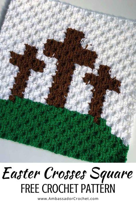 Free Crochet Cross Patterns, Granny Square Cross, Free C2c Crochet Pattern, Holiday Squares, C2c Squares, Easter Crosses, Prayer Cloth, Cross Blanket, C2c Patterns