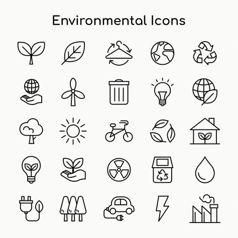 Environmental icons vector for business in simple line set | free image by rawpixel.com / Minty Sustainability Icon, Nature Icon, Resources Icon, Urban Icon, Architecture Design Process, Icon Set Design, Commercial And Office Architecture, Free Icon Set, Building Icon