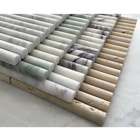 Bathroom Fluted Tiles, Fluted Marble Fireplace, Fluted Tile Bathroom, Fluted Marble Wall, Marble Tiles Floor, Marble Tile Flooring, Ribbed Tile, Fluted Marble, Drømme Bad