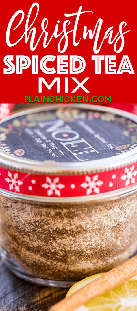 Homemade Hot Drink Mixes, Hot Drink Gift Ideas, Holiday Spiced Tea, Hot Tea Gift Ideas, Apple Spice Tea Recipe, Hot Tea Mix Recipes, Cinnamon Spice Tea Recipe, Hot Drink Mixes Christmas Gifts, Homemade Spice Tea Recipe