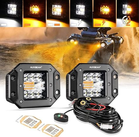 Amazon.com: Auxbeam 5 Inch LED Pods, Flush Mount Amber Fog Light, 6 Modes Strobe Cube Pod Light Bar Dual Color Yellow Spot Flood Offroad Driving Ditch Lights for Truck Car ATV : Automotive Ditch Lights, Jeep Car, Off Road Lights, Truck Mods, Cube Light, Truck Car, Jeep Cars, Light Bar, Fog Light