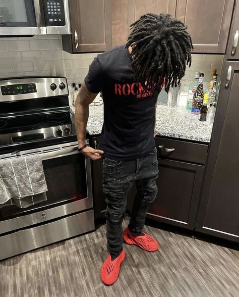 Stacked Jeans Outfit Men, Stacked Jeans, Leather Fashion Men, Drippy Outfit, Jeans Outfit Men, Dreadlock Hairstyles For Men, Light Skin Men, Rapper Outfits, Drip Outfit Men