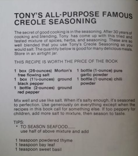 Homemade Tony's Seasoning, Tony Chachere Seasoning Recipe, Slap Your Mama Seasoning, Season Mixes, Seasonings For Chicken, Seasoning Turkey, Chinese Ribs, Rub For Ribs, Tajin Seasoning