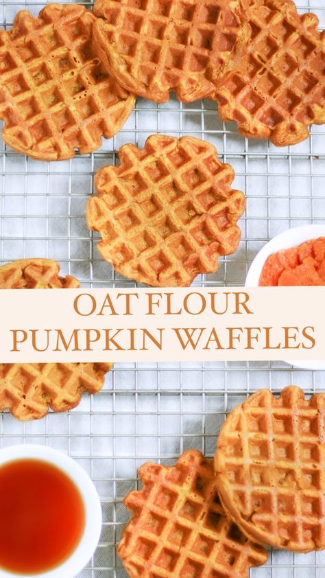 Healthy pumpkin waffle recipe made with oat flour. Pumpkin Waffles Easy, Pumpkin Waffle Recipe, Banana Chocolate Muffins, Pumpkin Waffles Recipe, Waffle Recipe Healthy, Oat Flour Recipes, Oats Recipes Breakfast, Healthy Waffles, Pumpkin Oats