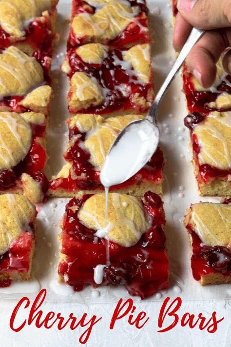 Almond Flavored Cake, Canned Cherry Pie Filling, Cherry Pie Bars Recipe, Canned Cherry Pie, Homemade Cherry Pie, Cherry Pie Filling Recipes, Valentines Recipes, Cherry Pie Bars, Homemade Cherry Pies