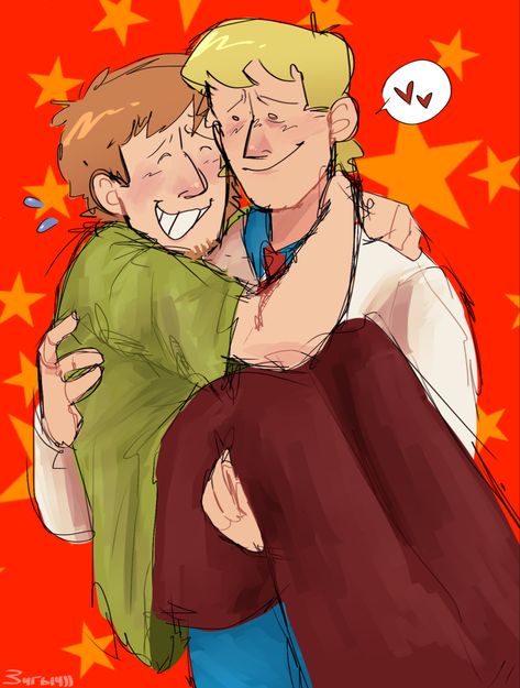 Shaggy And Fred Fanart, Freddy And Shaggy, Fred Scooby Doo Fanart, Fred X Shaggy Fan Art, Scooby Doo Poly, Shaggy Scooby Doo Fanart, Wally X Barnaby Welcome Home, Freddy X Shaggy, Shaggy X Fred Fan Art