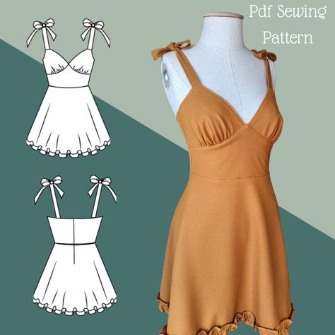 Beginner friendly,well made,trendy and easy to follow with photo instruction pdf sewing patterns Easy Sew Mini Dress, Mamma Mia Sewing Patterns, Summer Dresses Pattern Sewing, How To Sew A Summer Dress, Easy Summer Dresses To Sew, Free Mini Dress Pattern, Diy Sewing Clothes Patterns Dresses, Easy Sewing Patterns Free Diy Summer Dresses, Summer Dress Diy Pattern