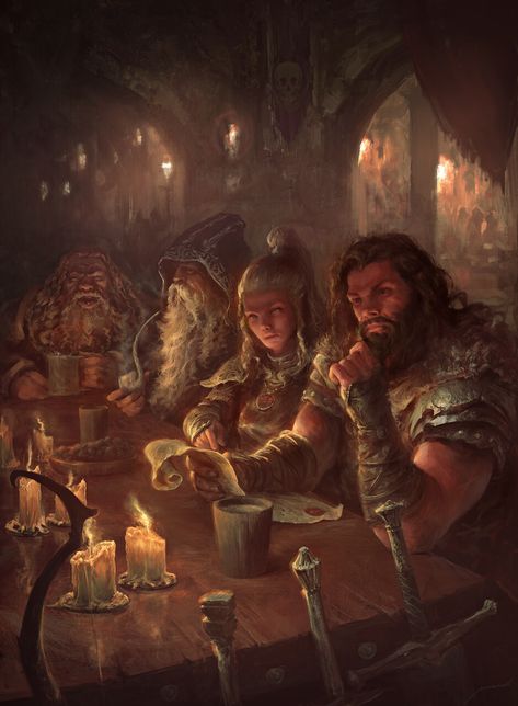 ArtStation - Tavern, Antonio J. Manzanedo Taverna Medieval, Fantasy Inn, Team Meeting, Rpg Horror, A Group Of People, Nordland, Rpg Dice, Adventure Aesthetic, Fantasy Places