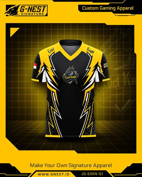 Jersey Esport / Gaming JS-EXKN-S1 Custom Gaming Apparel by gnest.id Esports Jerseys Design, Jersey Esport Gaming, Gaming Jersey Design, Wrestling Uniform, Jersey Esport, Jersey Gaming, Jersey Ideas, Football Logo Design, Profile Dark