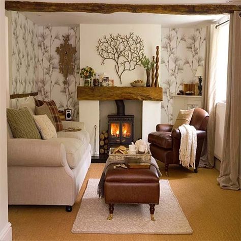 Country Style Living Room, Cozy Living Room Design, Natural Living Room, Decor Eclectic, Warm Decor, Country Living Room, Small Room Design, Cottage Living, Cool Ideas