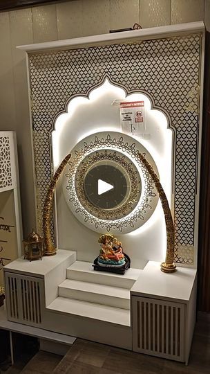 Modern Mandir Design, Corian Mandir Design, Corian Mandir Design With Door, Low Height Mandir Design, Jhandewalan Mandir, Corian Marble, 3d Corian Mandir Design, Design