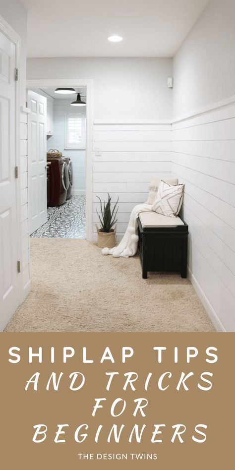 How To Hang Shiplap Wall, Slip Lap Walls Bathroom, White Shiplap With Grey Walls, Removing Shiplap Wall, Shiplap On Half Wall, Simple Shiplap Wall, Long Shiplap Wall, Partial Shiplap Wall Bathroom, Basement With Shiplap Walls