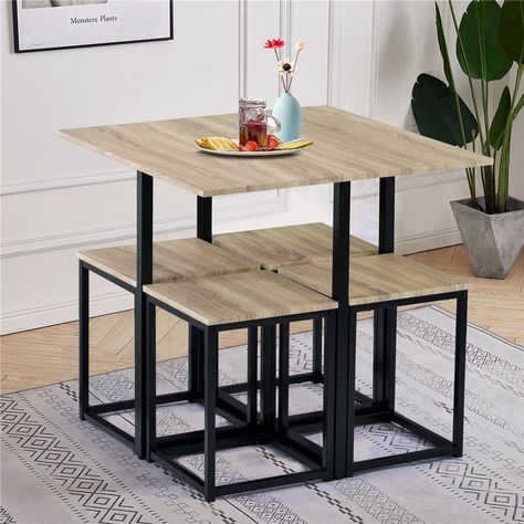 Free 2-day shipping. Buy Counter Height Dining Set, 5 Piece Dining Table Set with 4 Chairs, SEGMART Pub Table Set Kitchen Table Set for 4, Space-Saving Bistro Table Sets for Kitchen Dining Room Living Room, Oak+Black, H548 at Walmart.com Meja Outdoor, Restaurant Table Setting, Rustic Dining Room Table, Restaurant Tables And Chairs, Dining Room Table Chairs, Kursi Bar, Desks For Small Spaces, Bar Table Sets, Restaurant Table