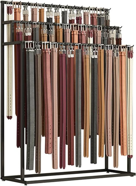 Amazon.com: SLVUAFRN Floor Mounted Belt Hanger, Metal Men Closet Display Stand Organizer, Ties Scarf Rack Shawls Purse Shelf for Clothing Retail Bedroom : Home & Kitchen Purse Shelf, Closet Display, Belt Display Rack, Scarf Rack, Metal Men, Belt Rack, Belt Display, Belt Hanger, Diy Belts