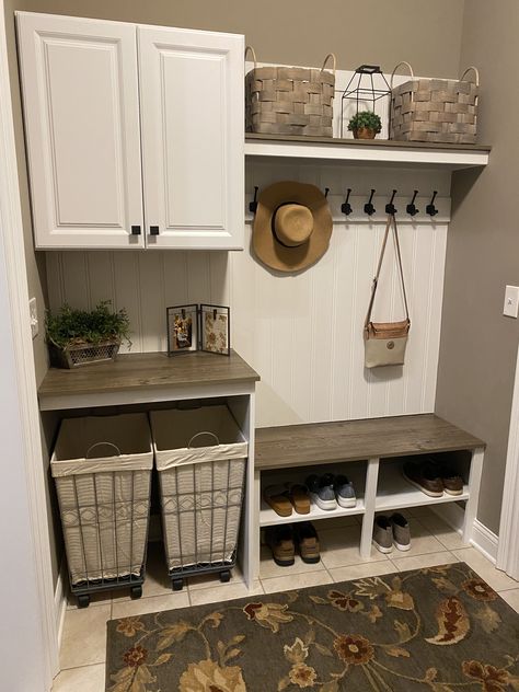 Diy Mudroom Ideas, Mudroom With Storage, Laundry Mudroom Combo, Mud Room Laundry Room Combo, Drop Zones, Mudroom Laundry Room Ideas, Small Mudroom Ideas, Functional Mudroom, Mudroom Remodel