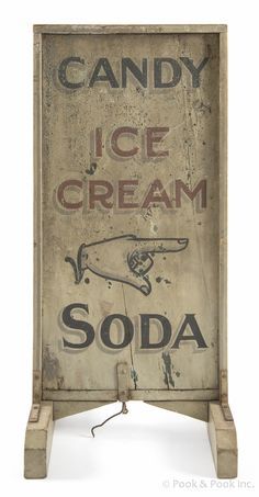 Love this vintage sign---and this sold for $1,920 at an auction??????!!!!!  You're kidding me!!!! Vintage Signs Decor, Ice Cream Sign, Signs Decor, Ice Cream Candy, Trade Sign, Cream Soda, Vintage Signs, Love This, Ice Cream