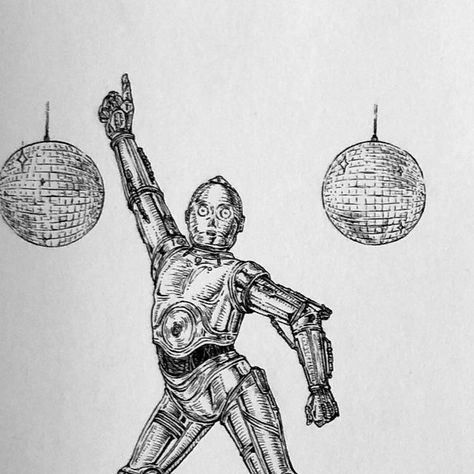 Indigo Nautilus on Instagram: "Inktober 2023 Day 6: Golden 🕺🪩 #inktober #inktober2023 #penandink #penandinkdrawing #sketchbookdrawing #inktober2023day6 #inktober2023day6golden #inktober2023golden #golden #c3po #starwars #saturdaynightfever #groovy" Saturday Night Fever, Sketchbook Drawing, Nautilus, Ink Pen Drawings, Pen And Ink, Star Wars, Instagram, Art