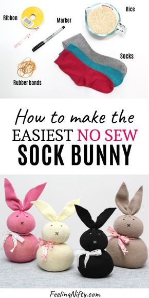 No Sew Sock Bunny, Sock Bunnies, Easter Bunny Craft, Sock Bunny, Bunny Craft, Sewing Easy Diy, Diy Ostern, Sock Crafts, Easter Bunny Crafts