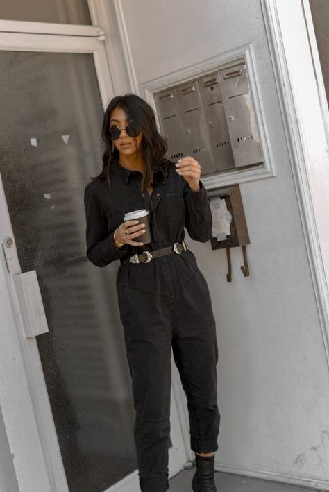 The Best Jumpsuits Out Now Boiler Suit Outfit, Utility Jumpsuit Outfit, Jumpsuit Winter Outfit, Jumpsuit Outfit Winter, Utility Outfit, Jumpsuit Outfit Black, Denim Jumpsuit Outfit, Kayla Seah, Black Denim Jumpsuit