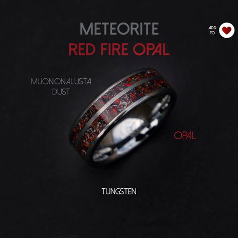 Mens Promise Rings Red, Red Engagement Ring Man, Mens Promise Ring Red, Red Engagement Ring Men, Ruby Wedding Rings Men, Meteorite Ring Men, Stardust Ring, Engagement Ring Opal, Opal Wedding Ring