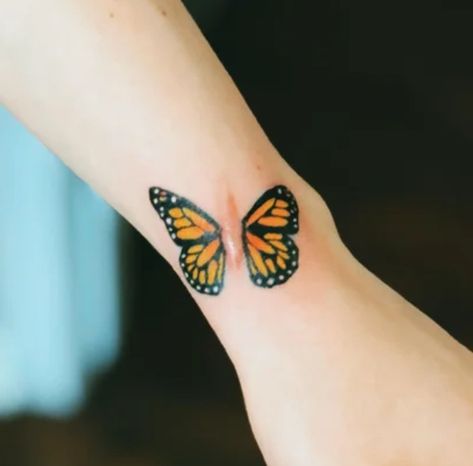 Butterfly Scar Tattoo, Burn Mark Tattoo Cover Up, Tattoos For Scars Cover Up, Tattoo For Covering Scars, Tattoo Around Scar, Tattoos That Cover Scars, Tattoos Over Port Scar, Tattoos Covering Scars, Knee Scar Tattoo Cover Up