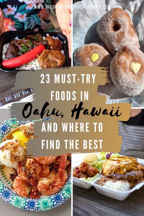 Visiting Hawaii and want to try all the foods you must eat in Oahu? These are our suggestions for any palate and where to find the best of the best of the island's must-eat ono grinds. (That means delicious food!) #oahufoodguide #hawaiiancuisine #oahueats What To Eat In Hawaii, Best Places To Eat In Oahu Hawaii, 3 Days In Oahu, Best Food Oahu, Best Places To Eat North Shore Oahu, Where To Eat In Oahu, Best Food In Oahu Hawaii, Places To Eat Oahu, Places To Eat In Oahu Hawaii