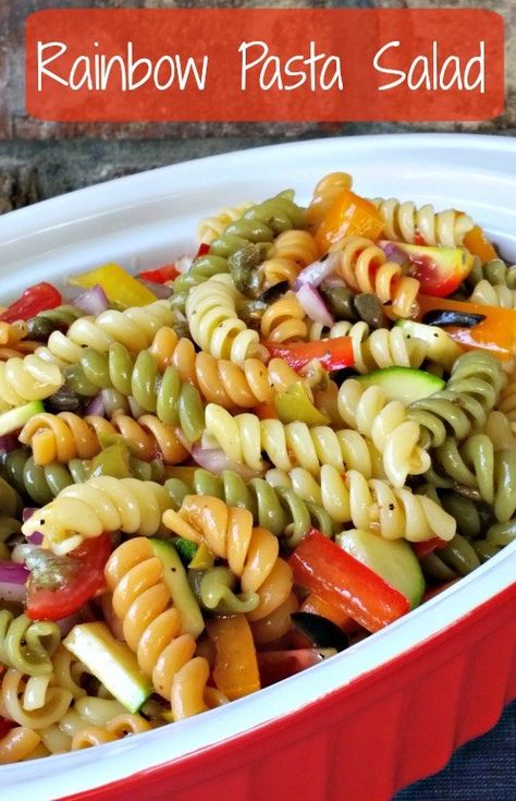 Rainbow Pasta Salad Rainbow Pasta Salad, Rainbow Pasta, Make Ahead Appetizers, Tailgating Recipes, Tailgate Food, Pasta Salads, Shower Food, Pasta Salad Recipes, Chicken Curry