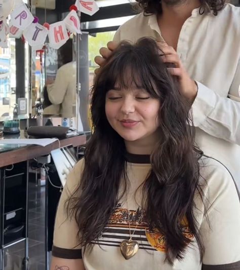 Trend Long Haircut, Shaggy Haircuts Medium Thick Hair With Bangs, Shaggy Haircuts Long Hair Bangs, 80 Shag Haircut, Soft Shag Long Hair, Long 80s Shag, 80s Hair Straight, Shag Haircut Wispy Bangs, Straight Bangs With Layers