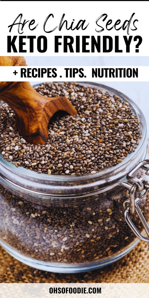 Text reads Are Chia Seeds Keto Friendly? Are Chia Seeds Keto Friendly, Chia Seeds Keto, Keto Chia Seed Recipes, Chia Seed Water Benefits, Chai Seed, Chia Seed Water, Seed Recipes, Chia Recipe, Keto Grocery List