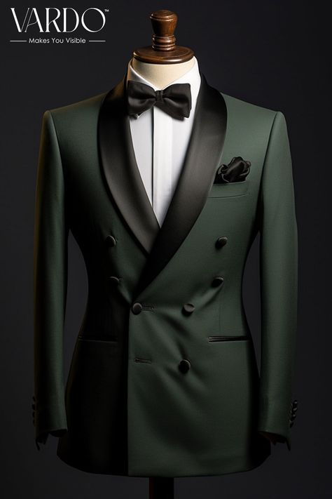 >>ORIGINAL ARTWORK AND CONTENT, PLEASE DO NOT COPY<< Men Suits, Suits For Man, Elegant Forest Green Double Breasted Tuxedo - Men's Formal Wear,  Formal Attire, Formal Fashion Slim Fit Suit, Formal piece Wedding Suit, Double Breasted, Formal Fashion Slim Fit Suit . Elevate your formal style with our impeccable Forest Green Double Breasted Tuxedo for men. Crafted to perfection, this tuxedo exudes sophistication and charm. Whether it's a black-tie event, a wedding, or a special occasion, this tuxedo is your ticket to turning heads and making a lasting impression. 🌟 Key Features: ✨ Luxurious Forest Green Color ✨ Double-Breasted Design ✨ Tailored for a Perfect Fit ✨ Premium Quality Fabric ✨ Timeless Elegance This tuxedo is designed to make you look and feel your best. Its rich forest green col Vardo Suits, Colored Tuxedo, Green Double Breasted Suit, Designer Tuxedo, Custom Tailored Suits, Men's Formal Wear, Double Breasted Tuxedo, Green Tuxedo, Formal Tuxedo