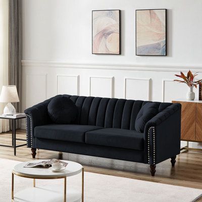 Chesterfield Sofa Design, Velvet Chesterfield Sofa, Tufted Couch, Classic Chesterfield Sofa, Tufted Sofa, Black Sofa, Living Room Furniture Sofas, Chesterfield Sofa, Luxury Sofa